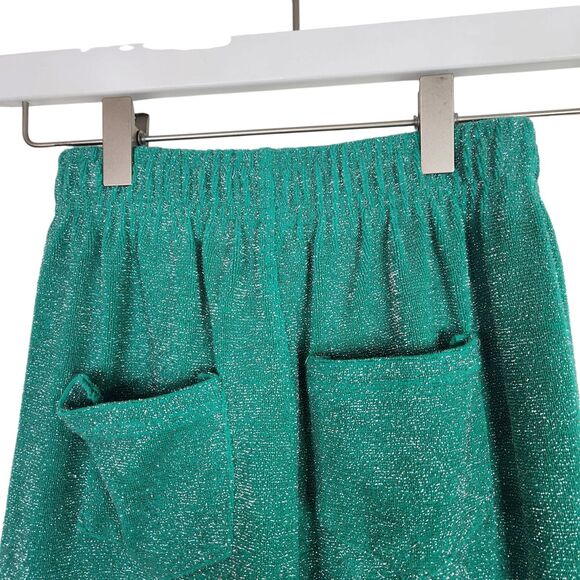FRANKIES BIKINIS Pants Womens Small Green Johnson Terry Luxe Metallic Sweatpants - Picture 5 of 12